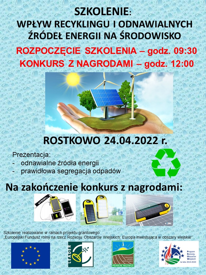 Szkolenie na temat: „Wpływ recyklingu i odnawialnych źródeł energii na środowisko”